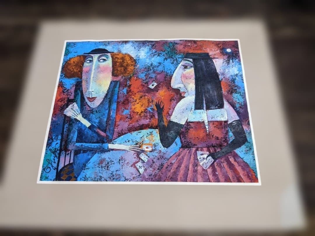 抽象画 男女のポーカー　絵画