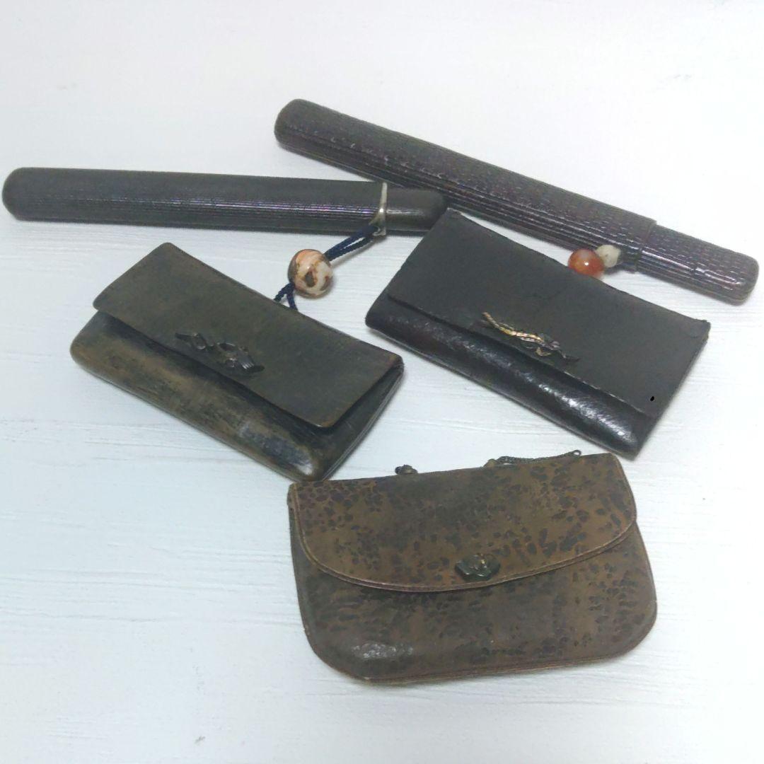 煙草入れ　喫煙具　前金具　金工　緒締玉　骨董　3つまとめて　ア16