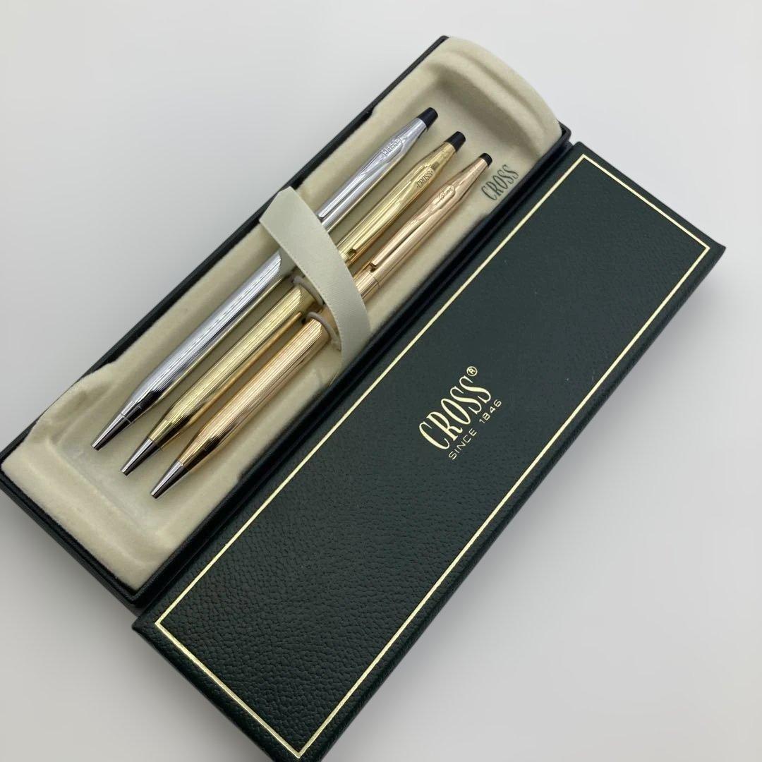 CROSS ボールペン 3本セット ゴールド14K シルバー
