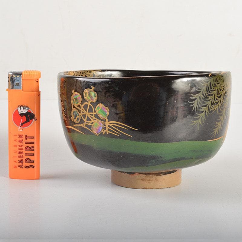 茶道具　平安　加藤光漆造　螺鈿装飾　乾漆茶碗　共箱　V　6724