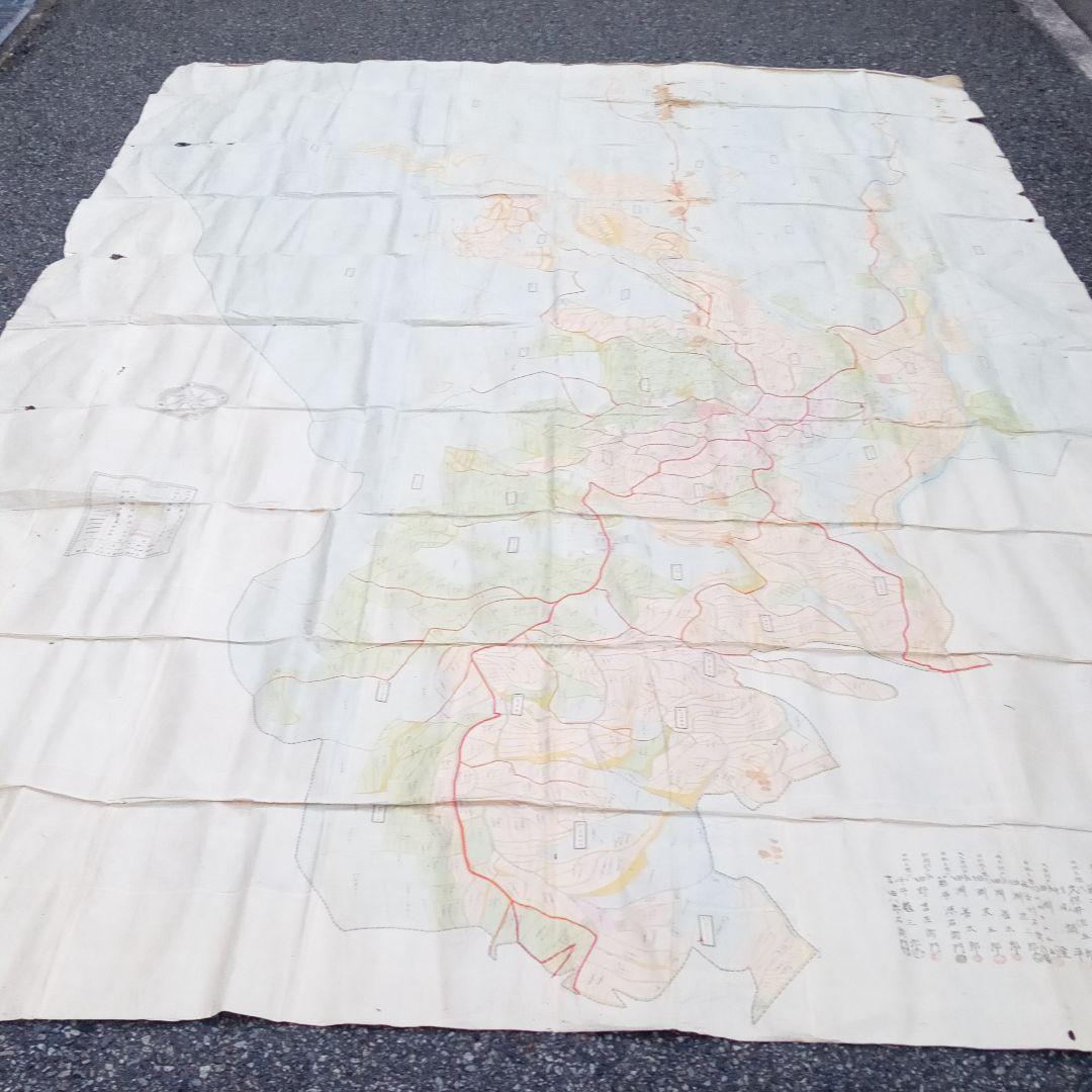 超特大　古地図　明治期　但馬國　七美郡　新屋村　全図　骨董　彩色　肉筆　古文書