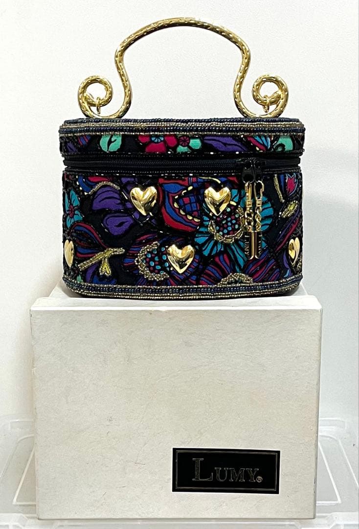 LUMY はしもと 花柄パーティーバッグ バニティバッグ 黒/モルティ
