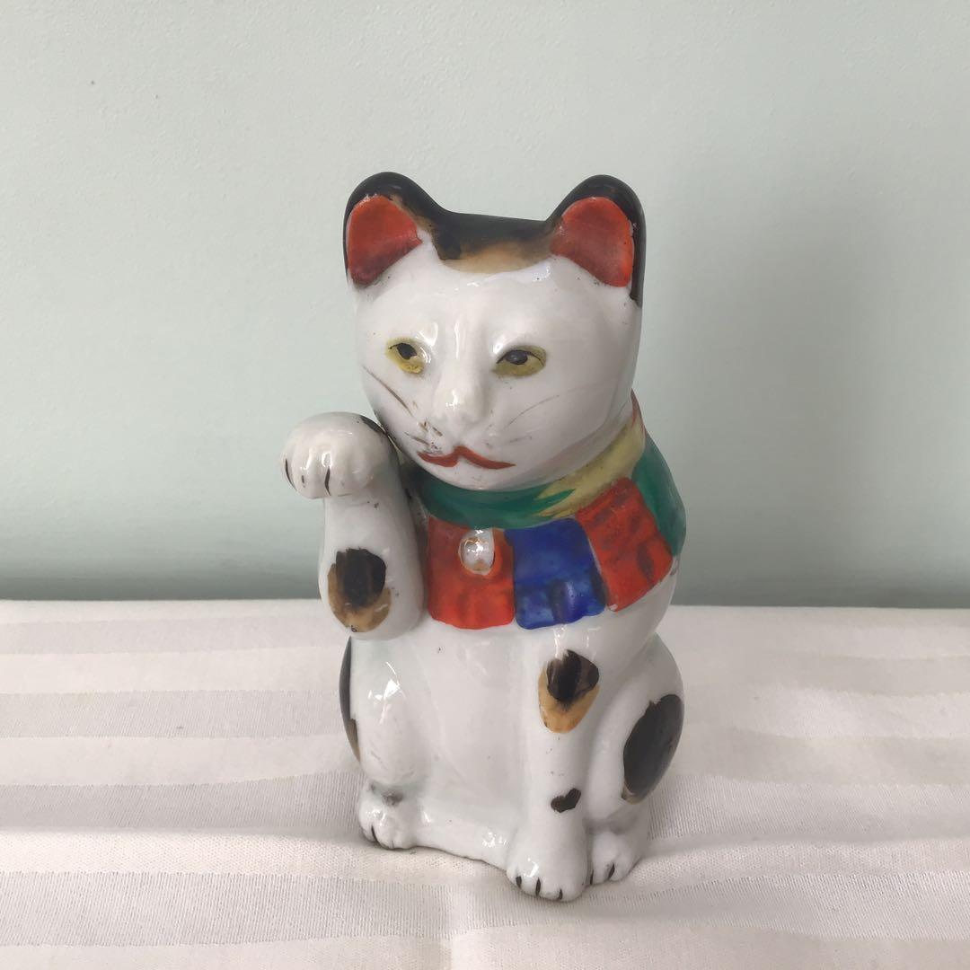 骨董　陶器製　招き猫
