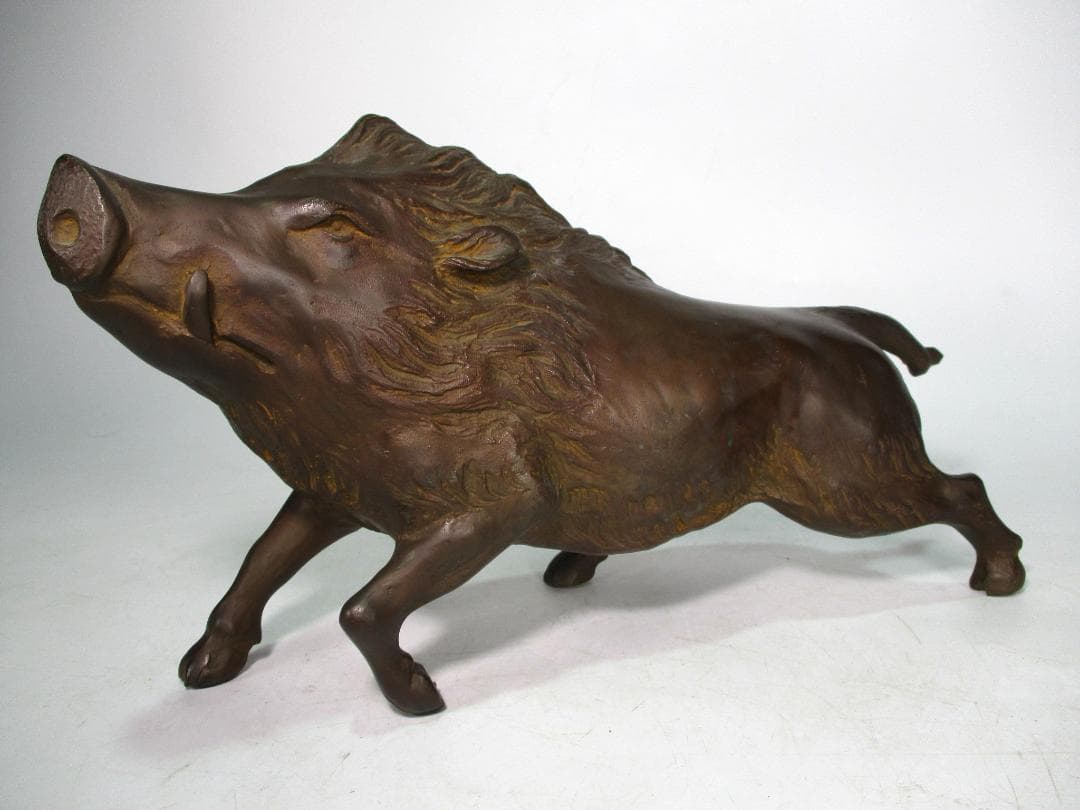 ブロンズ像 鋳銅 猪像 雅車 作 無病息災 子孫繁栄 縁起物 置物 いのしし