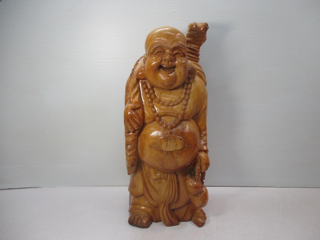 七福神 木彫り 布袋様 置物 木製 縁起物 開運 夫婦円満 笑門来福 58cm