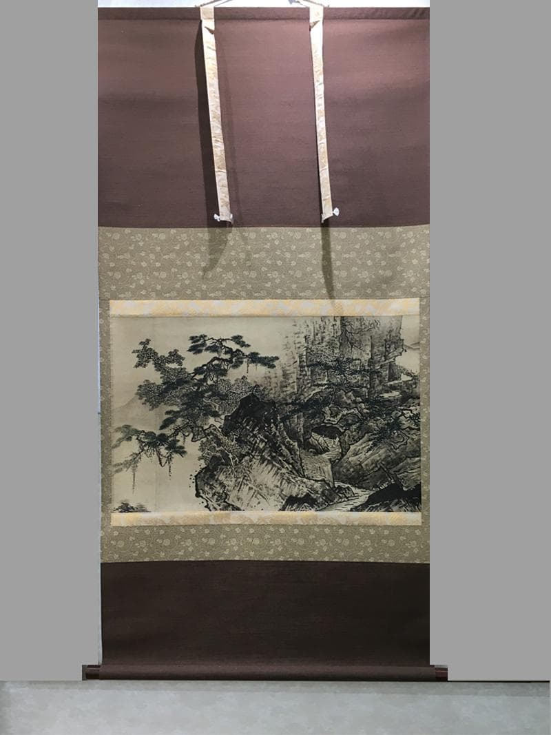 2025_特！年最安！雪舟筆 四季山水図 夏景図 ぎょうせい謹 掛軸 茶掛