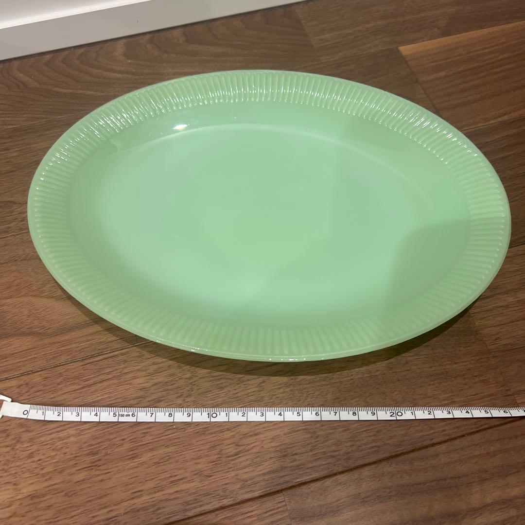 ファイヤーキング　ジェダイ　ミントグリーンの楕円形ガラス皿