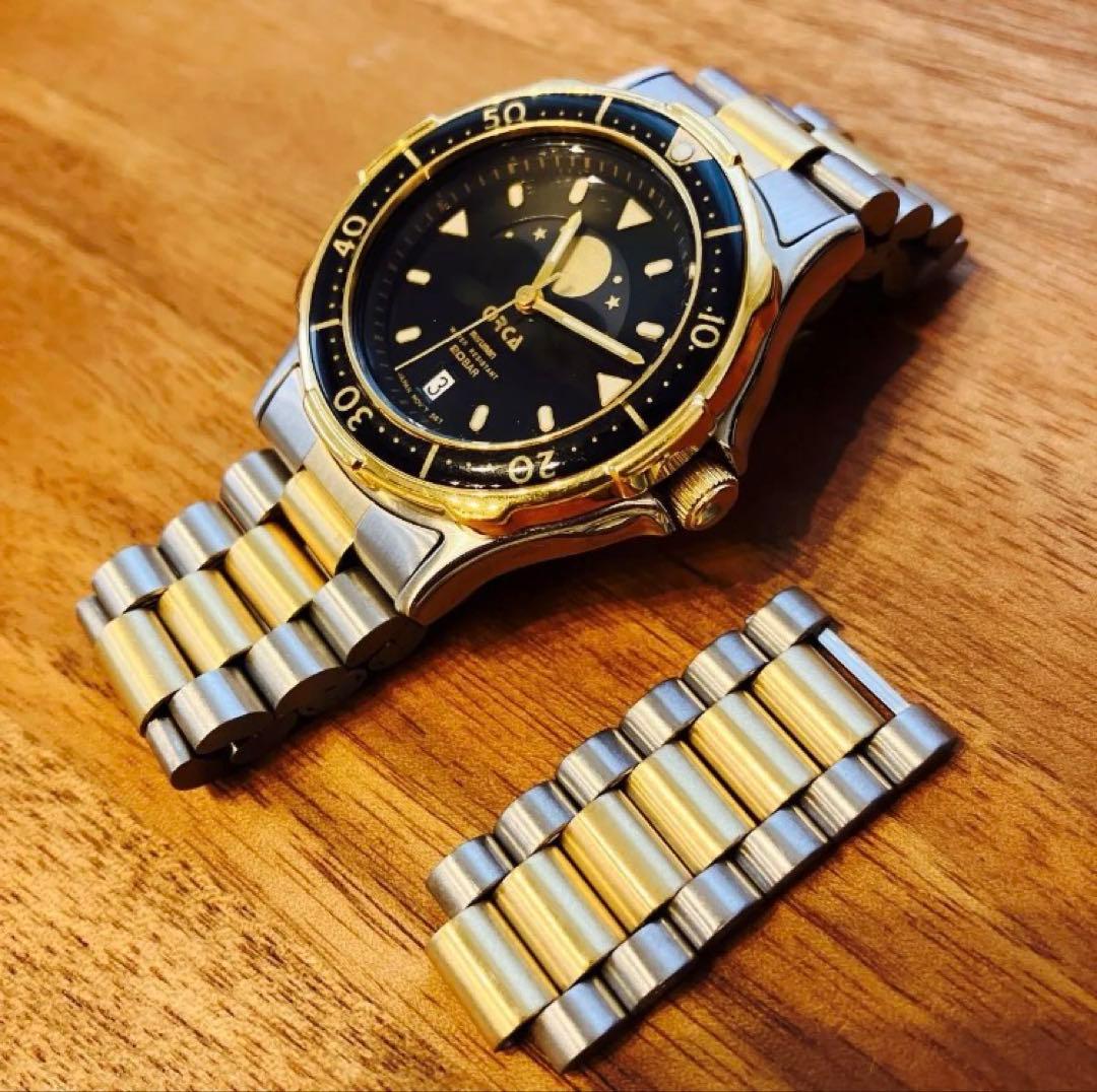 【希少】マルマン ORCA OR67 ビンテージ　ダイバー風　ムーンフェイズ