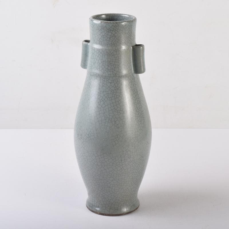 中国　南宋　官窯　青磁　金糸鉄線　貫耳双耳瓶　C　7058A