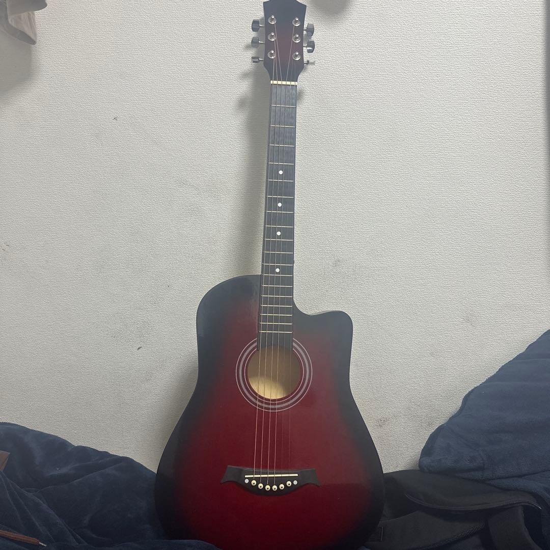 アコースティックギター レッド 6弦