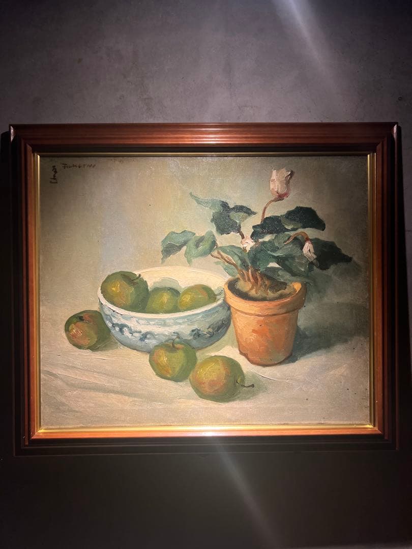 肉筆油彩画　【静物画】　直筆サインあり　作者不詳