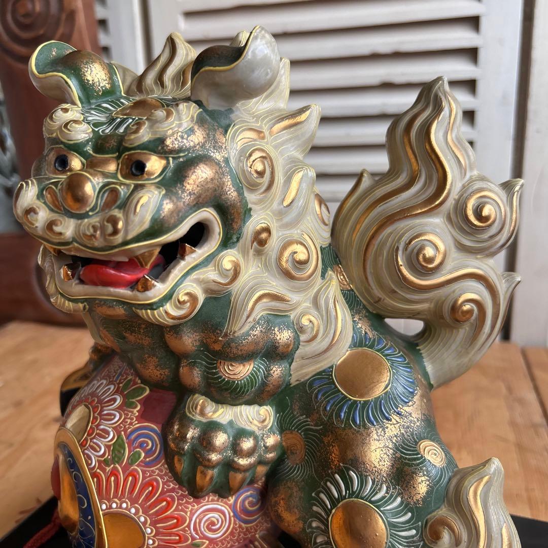 九谷焼　狛犬　獅子　打出の小槌　金運　魔除け　風水　台座付き　希少カラー　縁起物