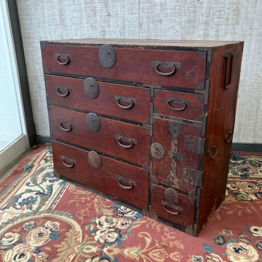 昭和レトロ 古家具 仙台箪笥 4段9杯 引き出し箪笥 和箪笥 ビンテージ 骨董