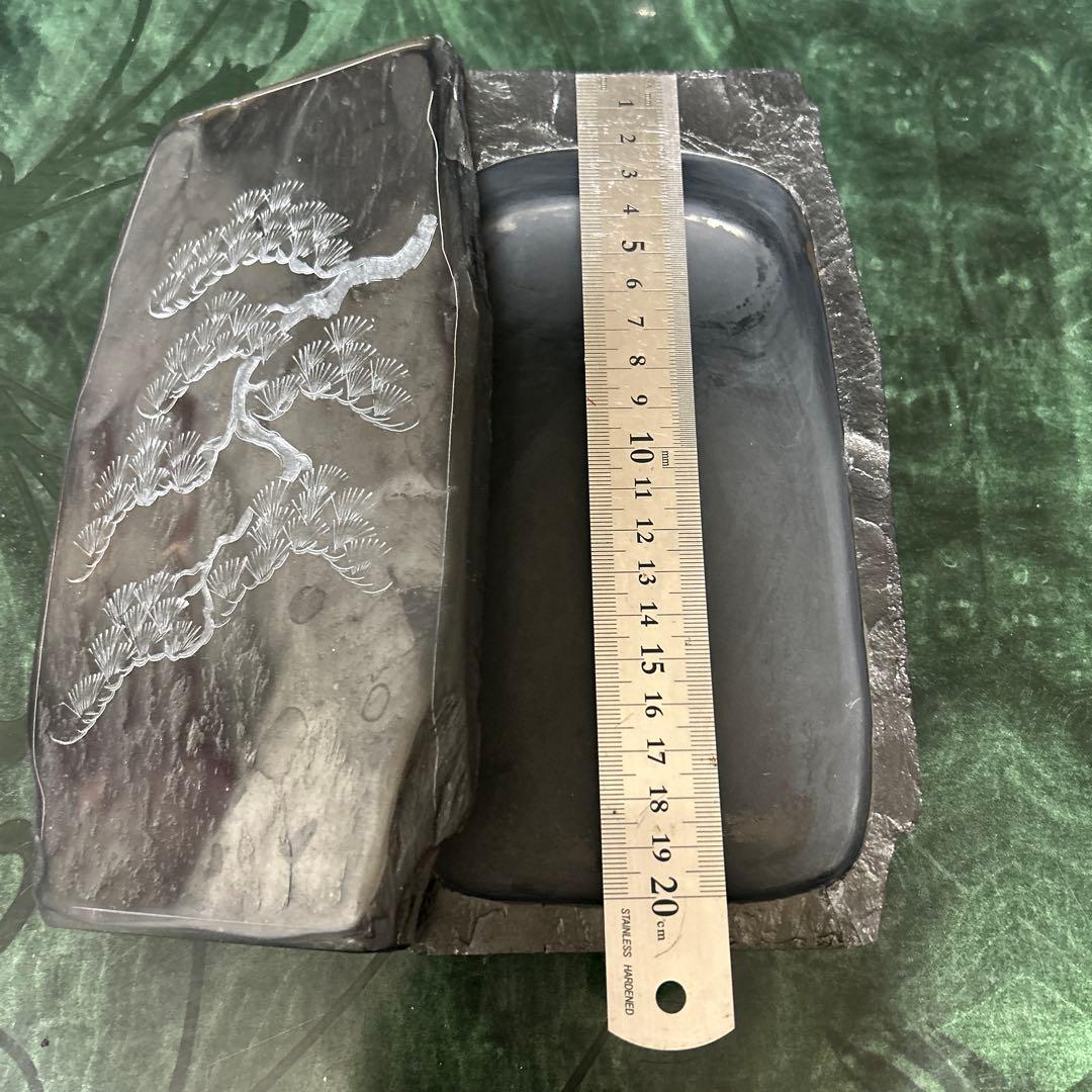 雄勝　硯　松の木彫刻 約20cm