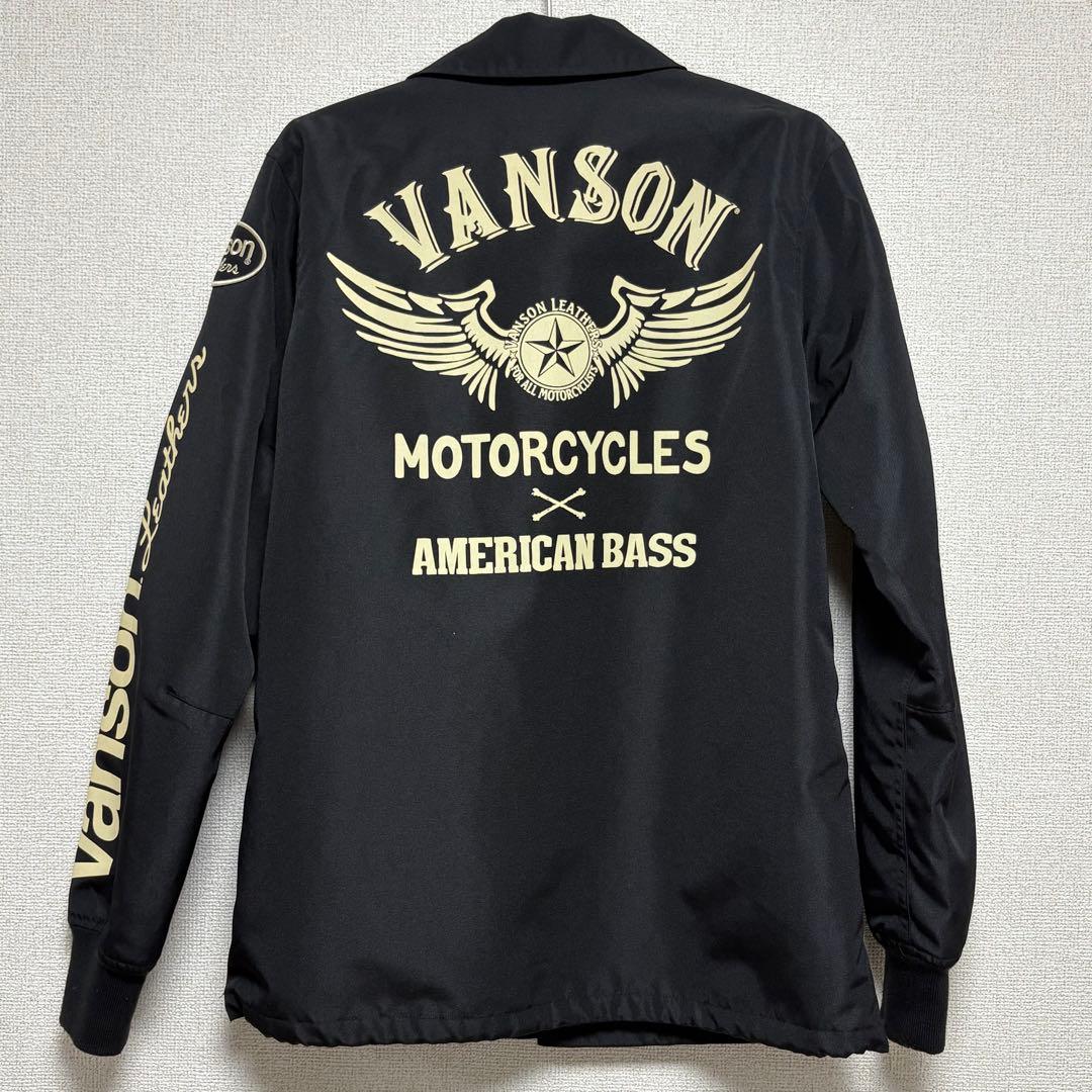 VANSON × AMERICAN BASS ナイロン コーチジャケット 黒