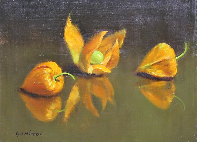 五味悌四郎 【ほゝづき】 油彩 3号