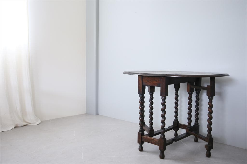 英国アンティーク木製ゲートレッグテーブル/ダイニング机バタフライ(89-178)