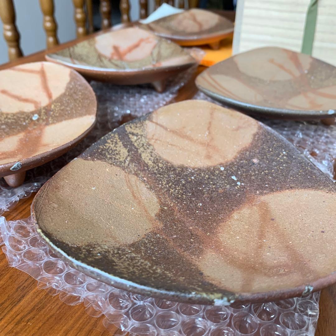 備前焼 金重有邦 皿 伊部三足平向付 5枚セット