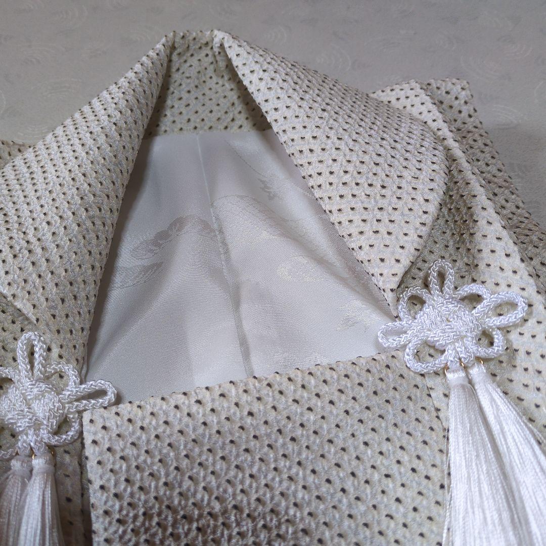 七五三３歳正絹総絞り手縫いの被布（アイボリー色）中綿無し