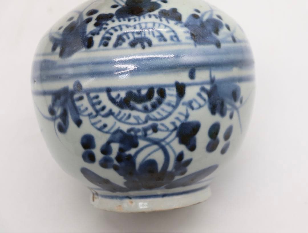 中国　明時代　青華軍持　共箱　送料込み0529