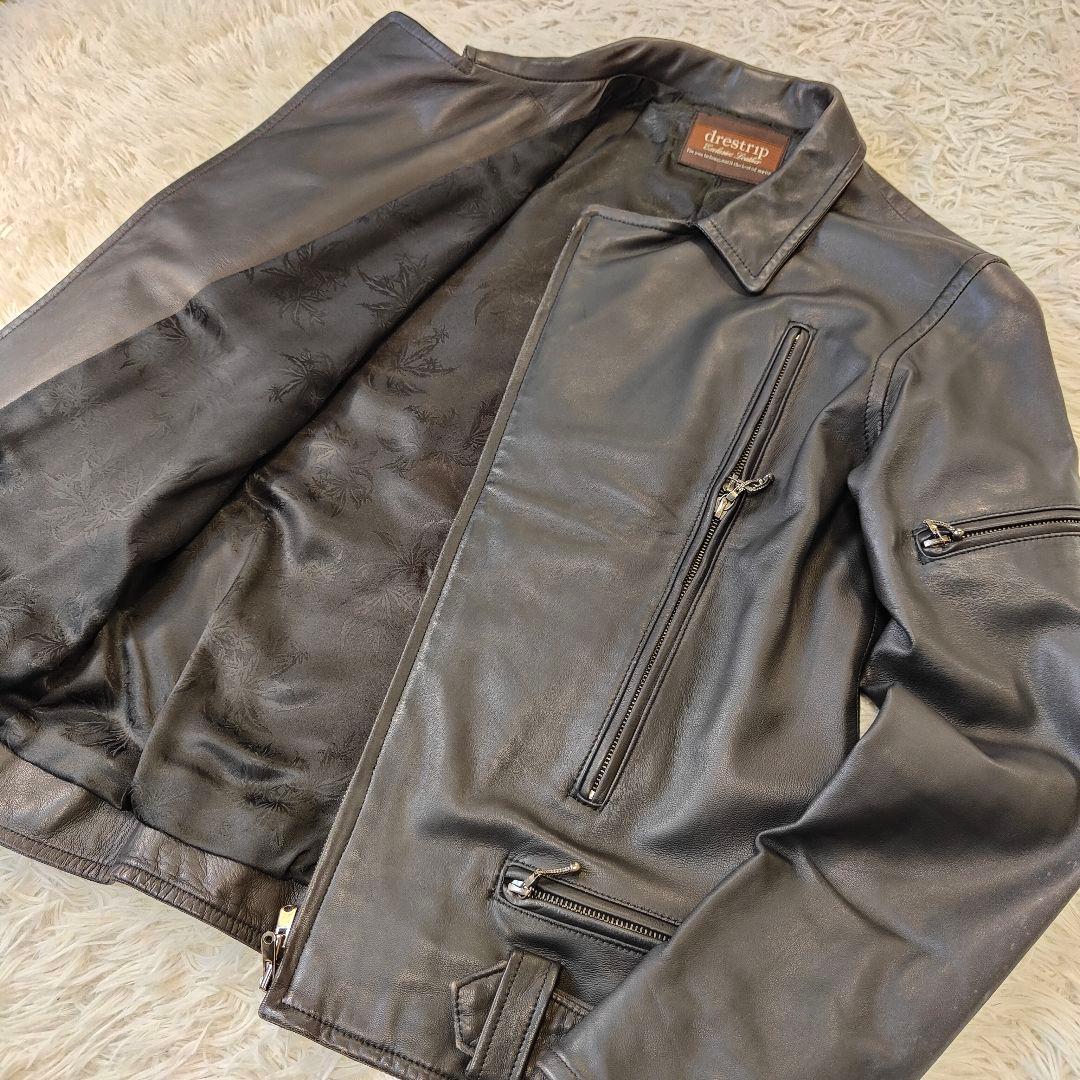 美品　drestripレザージャケット　ダブルライダース　裏地総柄　S