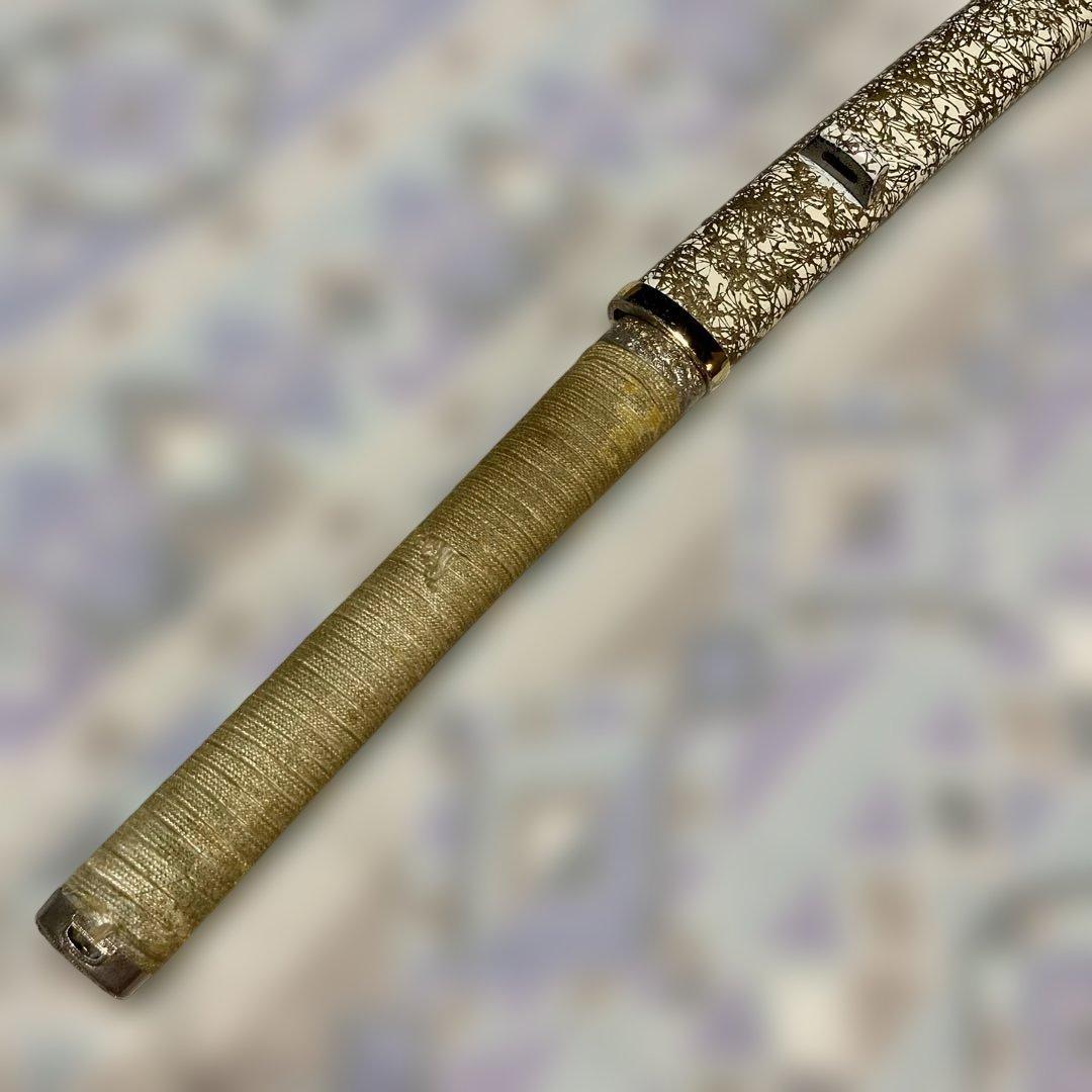 格安豪華版模造刀 黄色柄 鍔無し 金糸模様白鞘