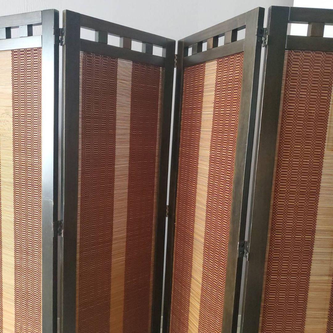 アジアン　和風　4連スクリーン　パーテーション　衝立　間仕切り