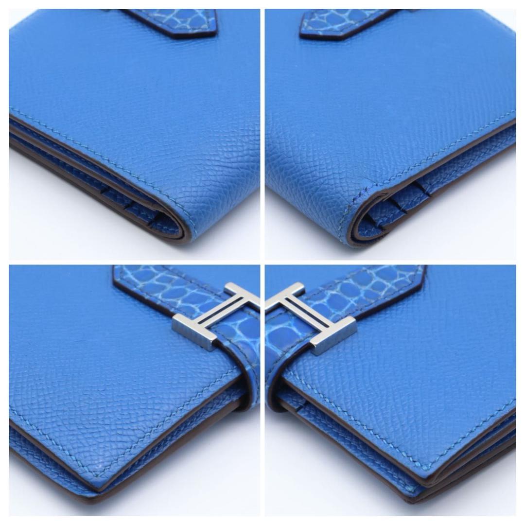 鑑定書付き【極美品】HERMES ベアンコンパクト　クロコ　二つ折り　エプソン