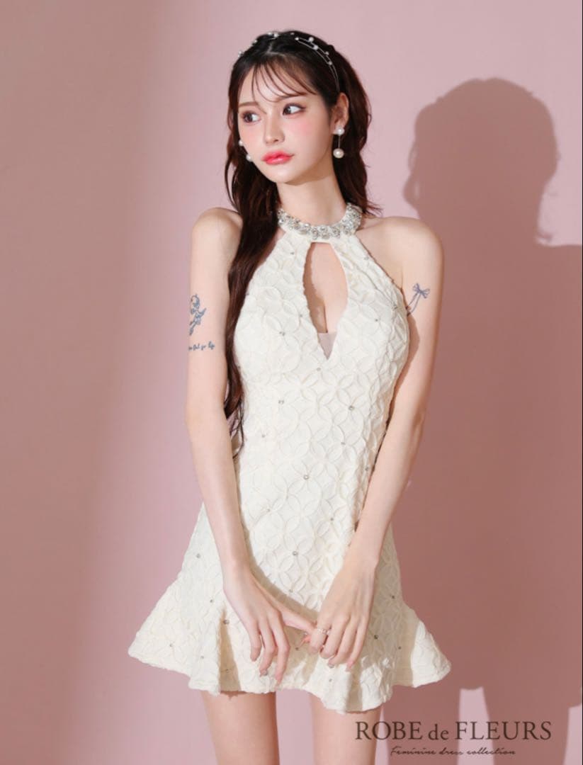 【ROBE de FLEURS/ローブドフルール】ビジューネック/ キャバドレス