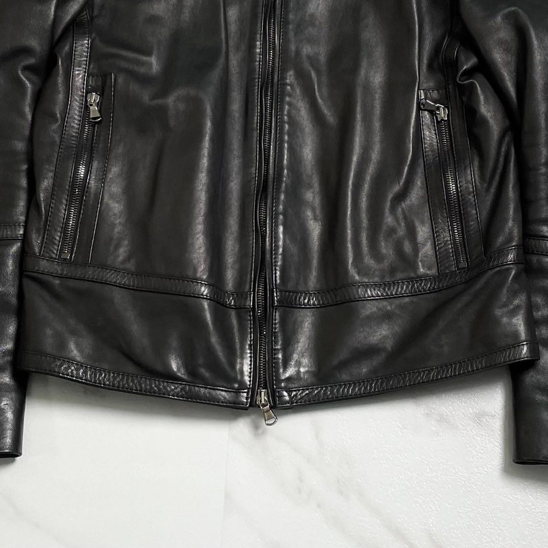 入手困難★エンメティ★襟ムートン ラムレザー ライダースジャケット ブラック