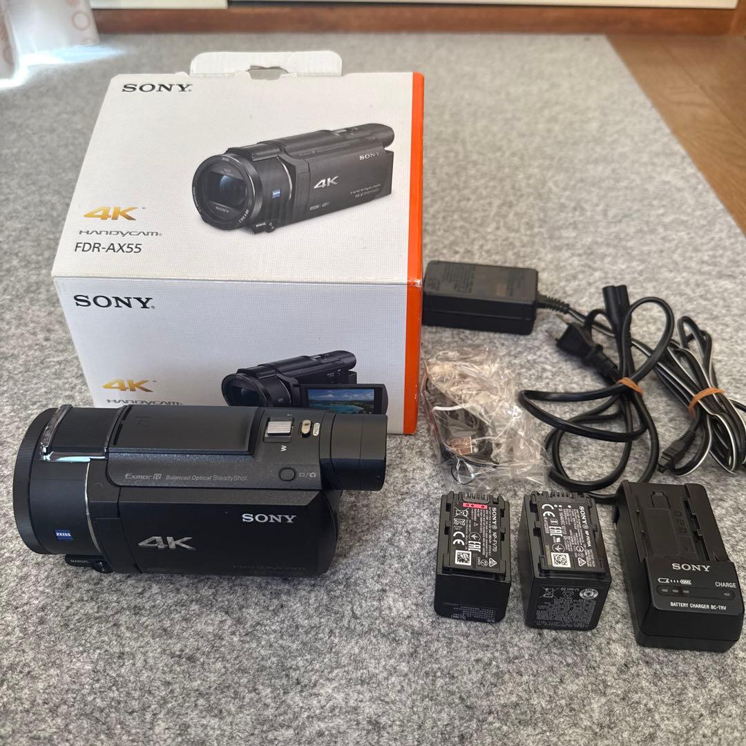 SONY FDR-AX55 4K ビデオカメラ 本体 バッテリー2個 箱あり
