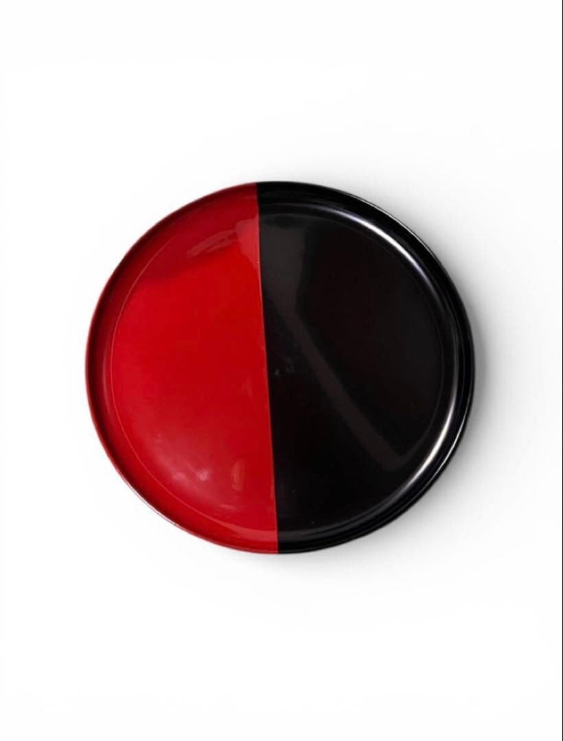 白洲正子好み　朱黒片身替り盆　大　 明治〜昭和　検) 目の眼　酒器　勝見充男