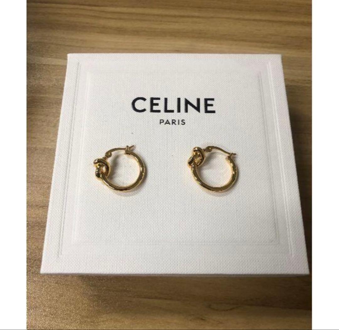CELINE ゴールド ノットデザイン フープピアス