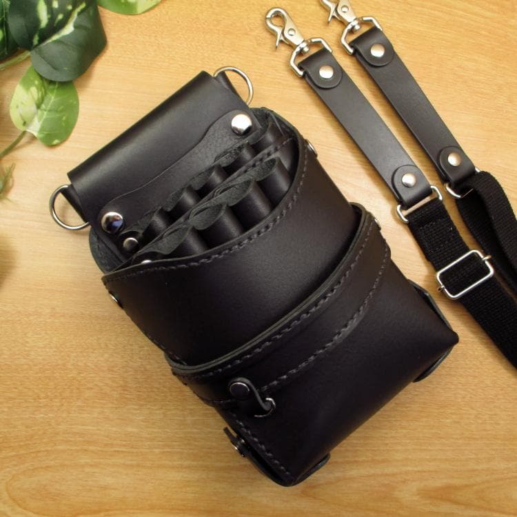 ☆特別価格☆　オールブラック　９丁差し　本革シザーケース　SCY-243/CKA