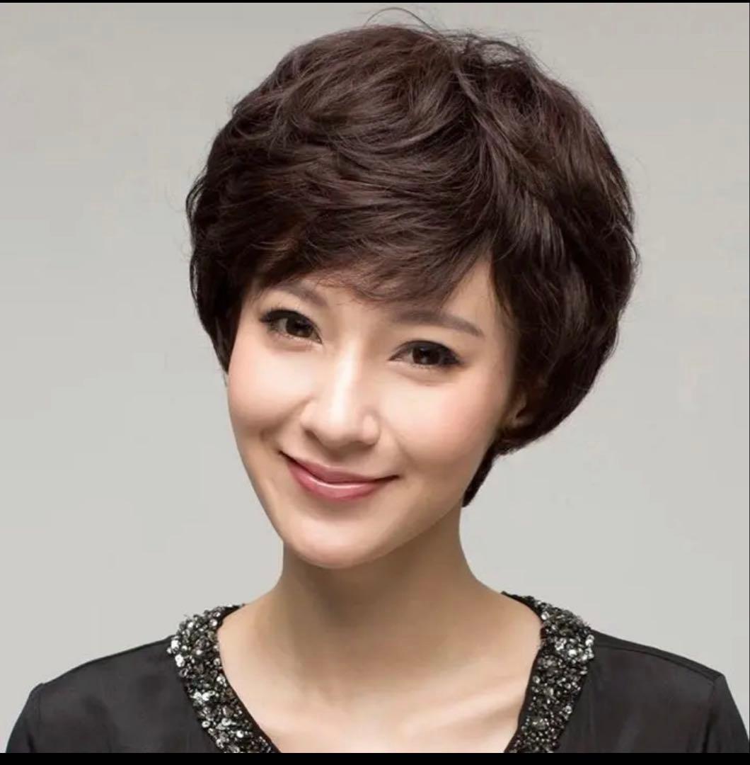 はるきち様☆気品人毛100% つむじ部分手植え ショートウィッグN890