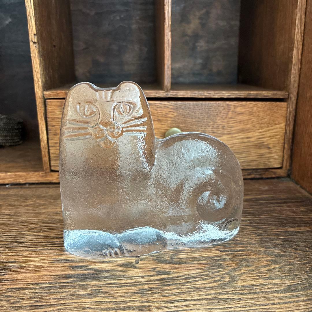 Lisa Larson /リサラーソン ロイヤルクローナ　ガラスオブジェ 猫