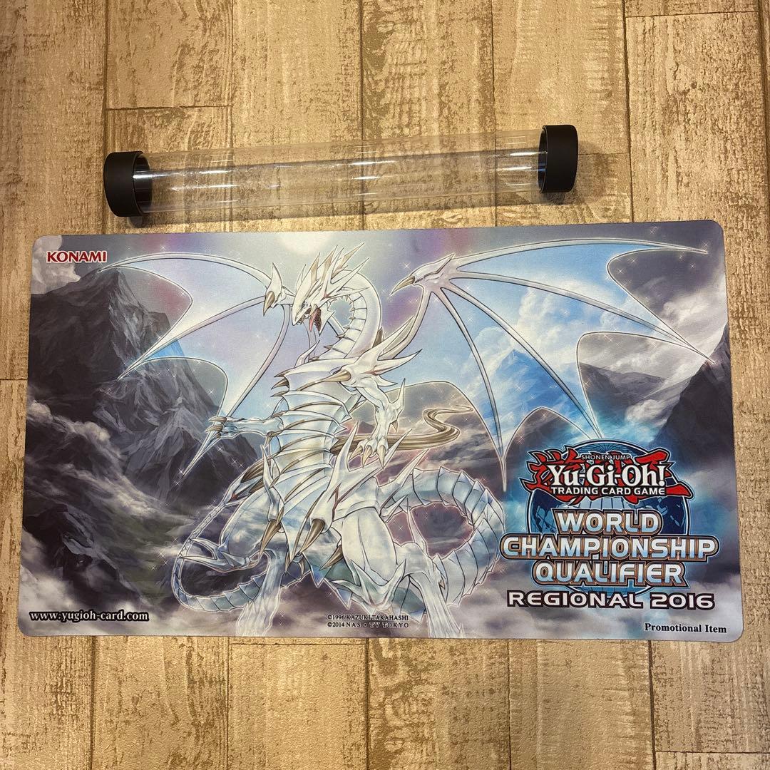 ［美品］青眼の精霊龍 プレイマット wcq 青眼の精霊龍 　プレイマットケース付