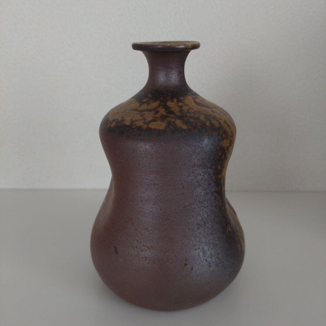 54・備前焼　徳利　とっくり　一輪挿し　石野充信　新品未使用　共箱　共布　陶歴