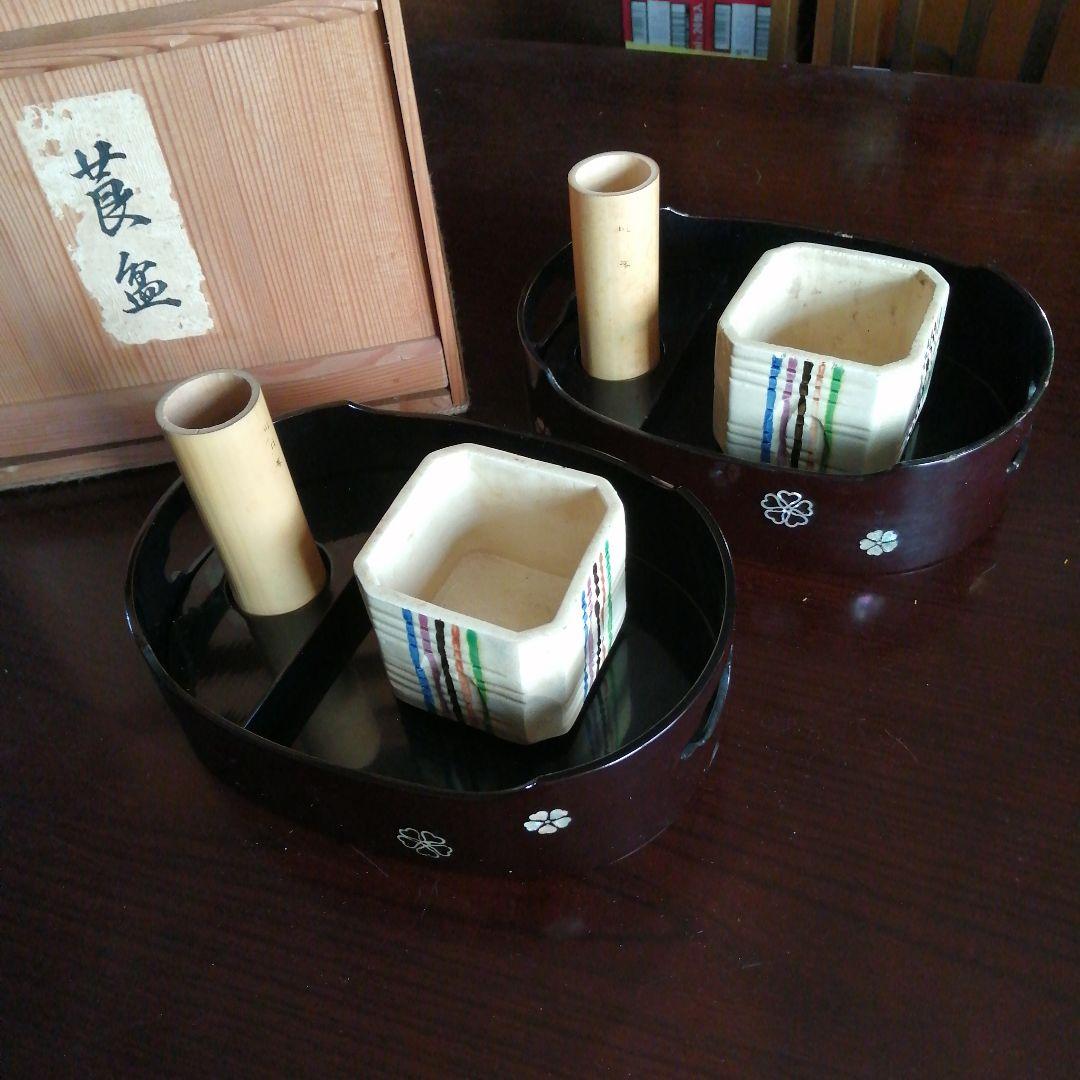 螺鈿煙草盆一対　25cm　大正〜昭和初期