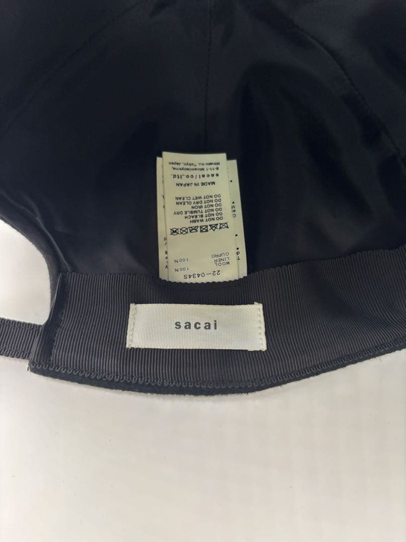Sacai サカイ22AW WOOL MELTON CAP S帽子 ブラック