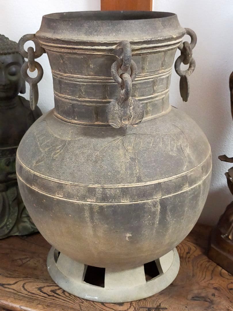 ♥値下げ！　新羅　土器　四耳　壺　レプリカ　骨董　古玩　出土　発掘品