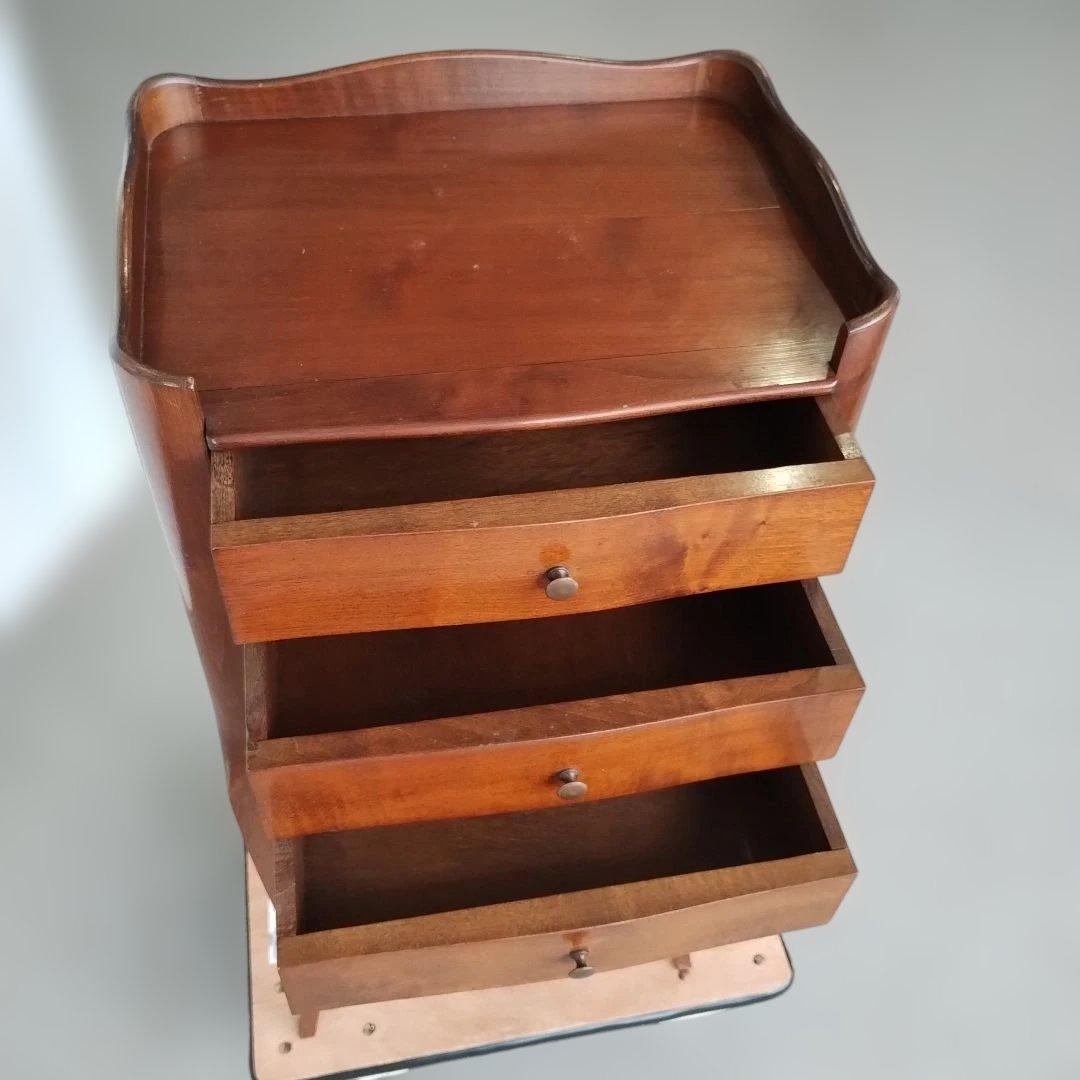 アンティーク　猫足　三段引出し　サイドキャビネット　ナイトキャビネット