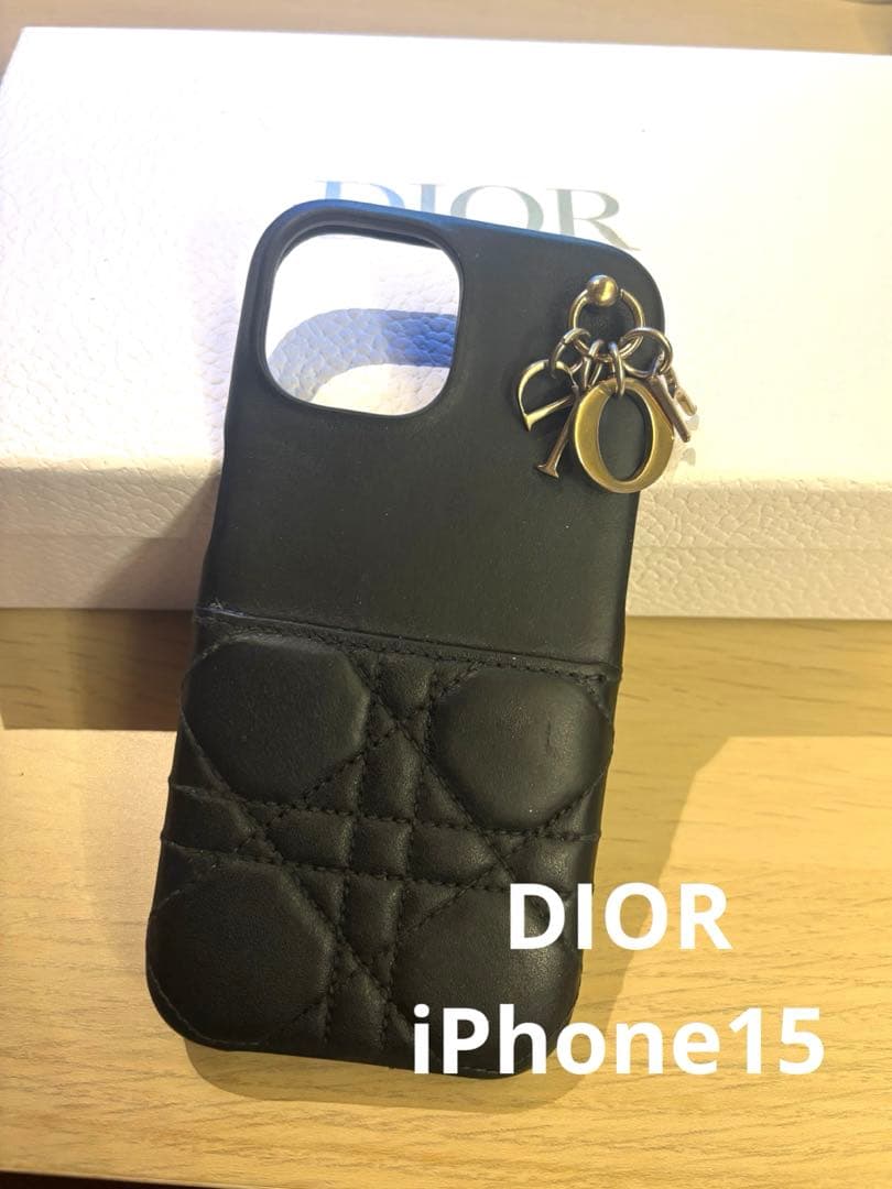 お値下げ　Dior ブラックカナージュiPhone15ケース