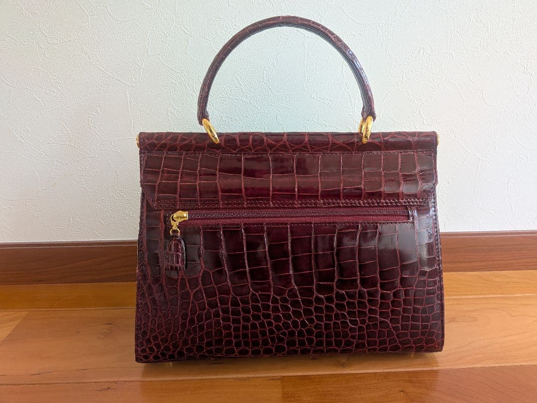 Rafflo バーガンディ ハンドバッグ