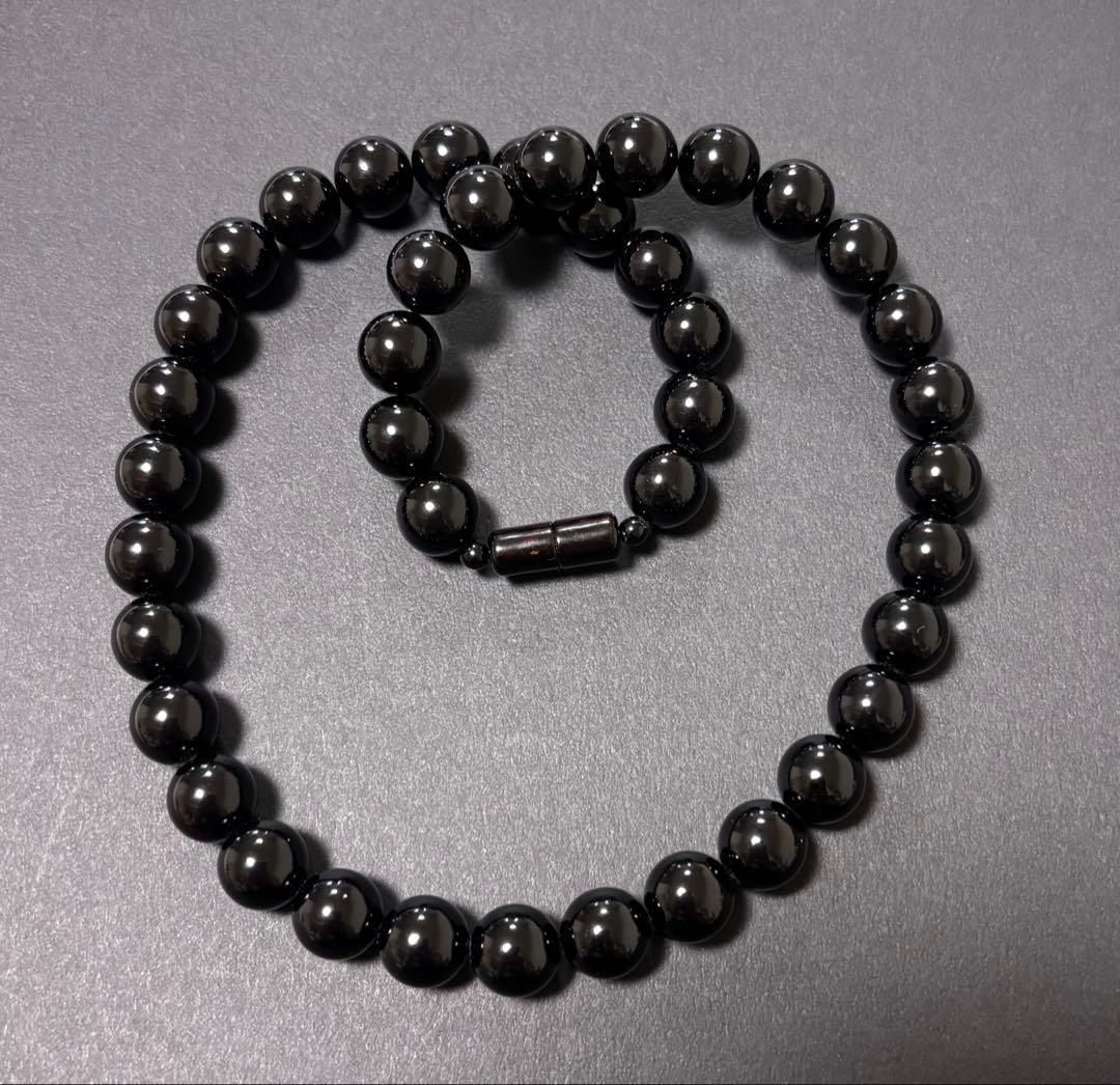 天然黒珊瑚ネックレス（大玉１０mm珠）鑑別書付き⑥