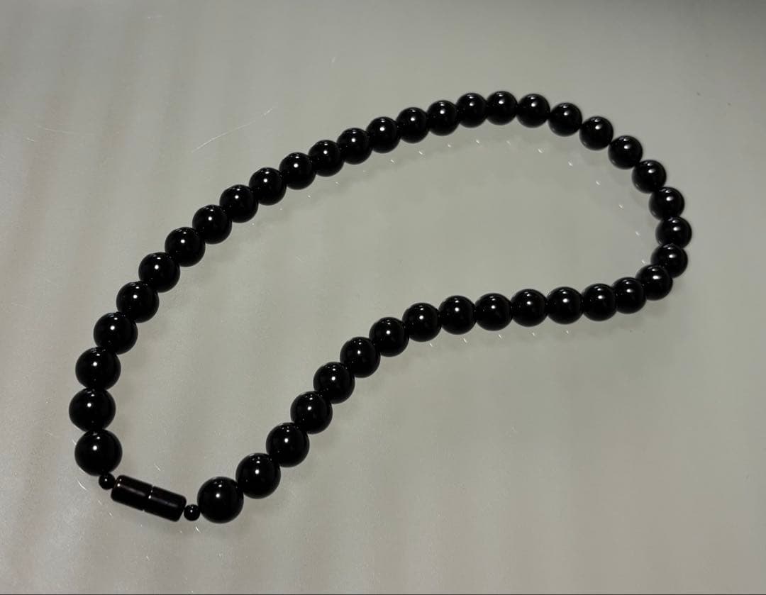 天然黒珊瑚ネックレス（大玉１０mm珠）鑑別書付き⑥