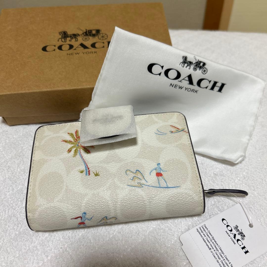 coach ミディアムウォレット　フラプリント　二つ折り