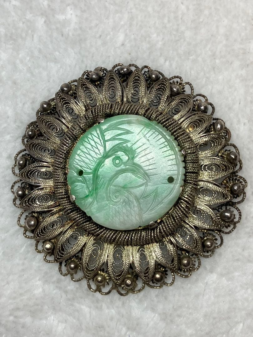 翡翠 ブローチ アンティーク