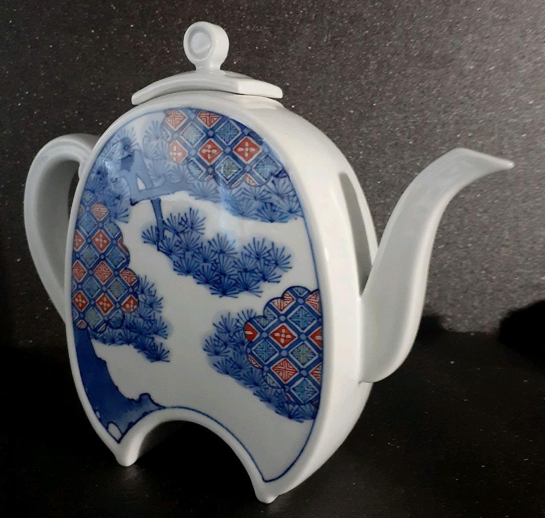 鍋島焼　名工　【市川光山】作　色鍋島　鍋島御庭焼　松に市松文様　手付水瓶　茶道具