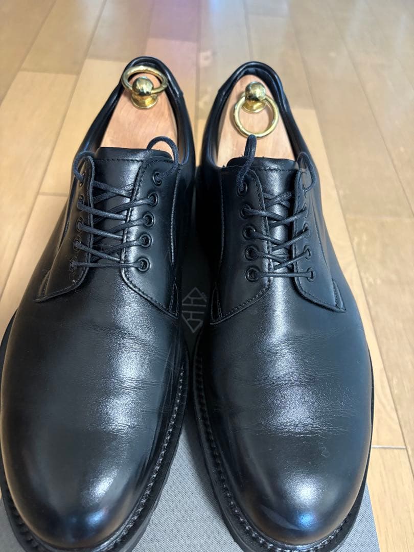 WH 【Zソール】 柔らかい革 プレーントゥ シューズ 革靴 / オールブラック